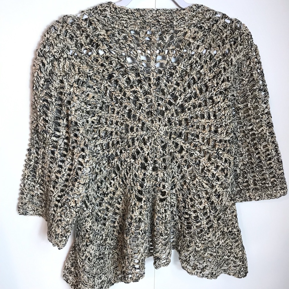 Ruby Rd Open Front Sweater W Ruffle & Gold Thread - image 2